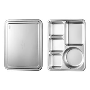 LFGB certification pure 304 stainless steel cafeteria tray 5 grids