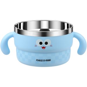 LFGB certification pure 316 stainless steel baby bowl with side handles