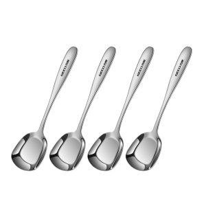 4 pcs LFGB certified pure 304 stainless steel flat spoon